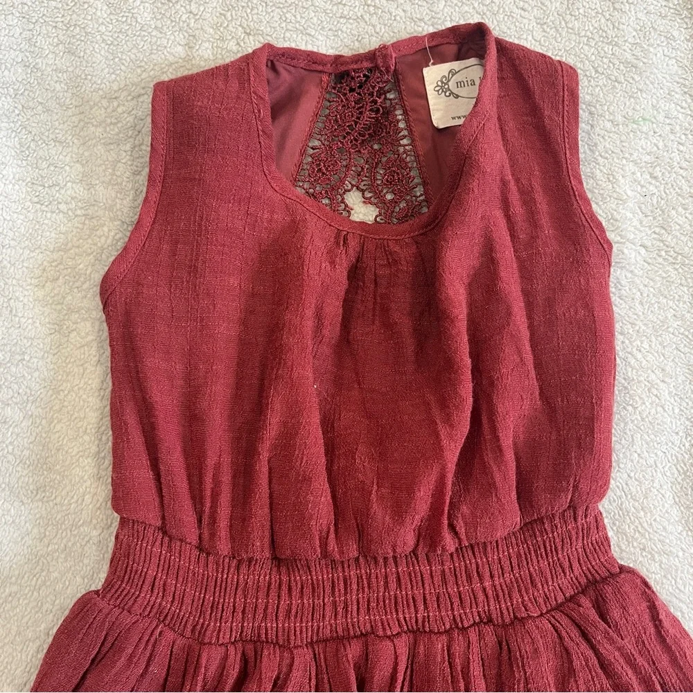 Joyfolie Mia Joy Girls Flowy Tiered Lace Gemma Dress in Mesa Rose Size 4